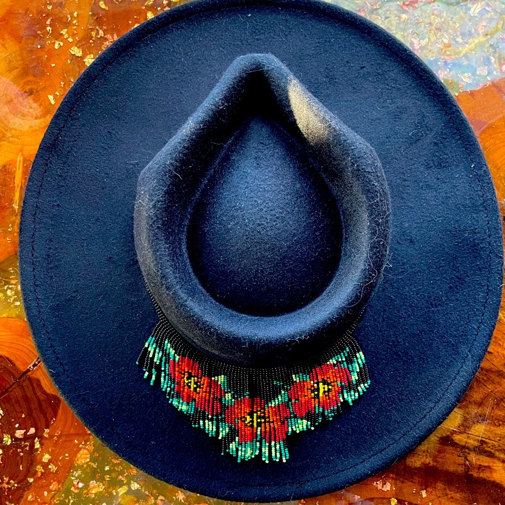 Hibiscus Black Flat Brim